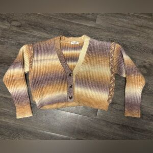 Olivia James Striped Brown and Cream braided Women's Sweater